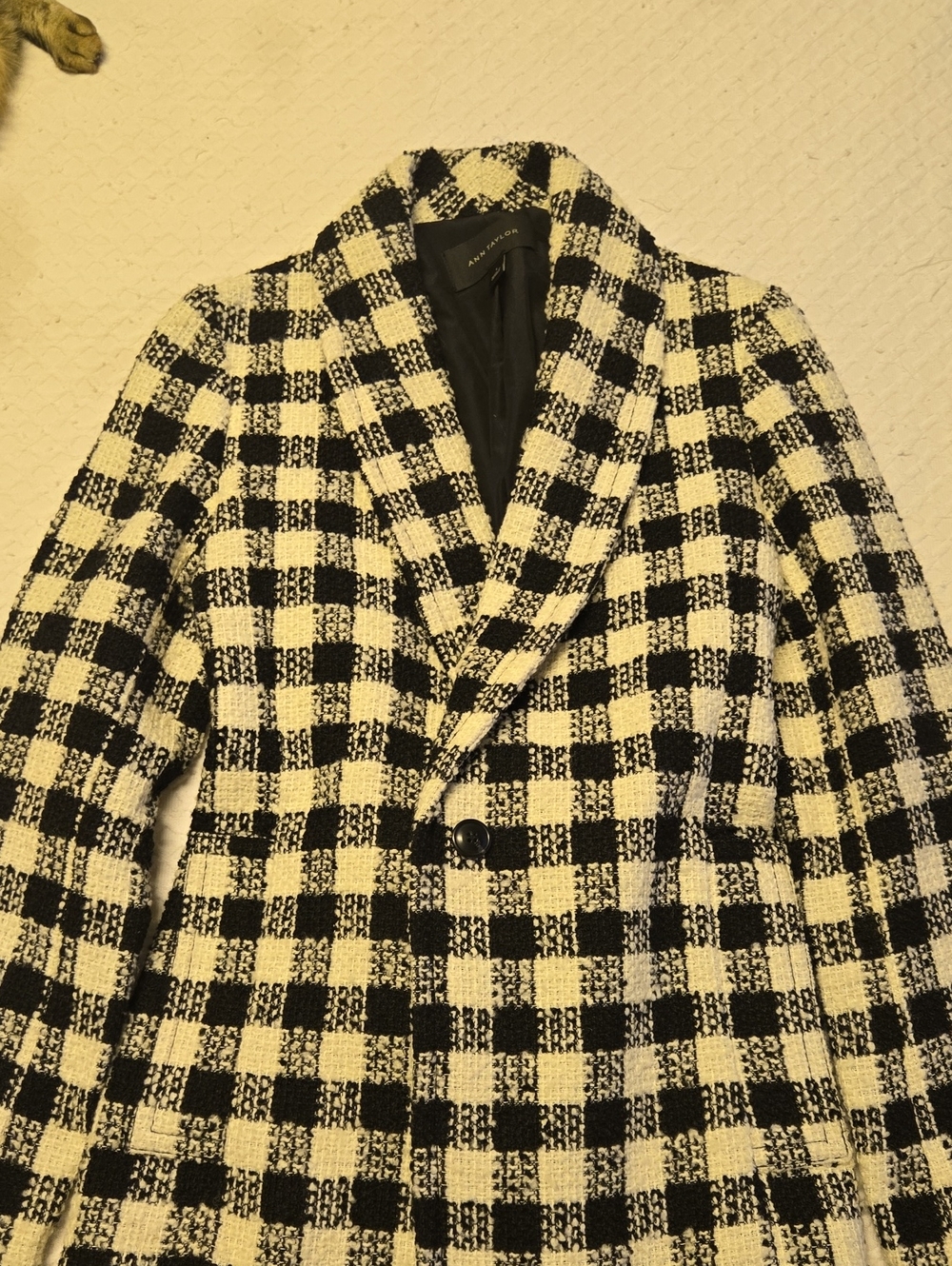 Ann Taylor Black and White Check Tweed Blazer